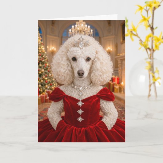 A Poodle Christmas Holiday Card カード (黄色い花)