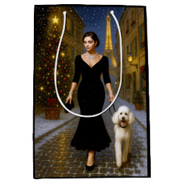 A poodle In Paris Holiday ミディアムペーパーバッグ