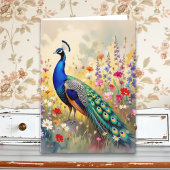 A Pretty Colorful Peacock Birthday カード