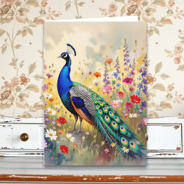 A Pretty Colorful Peacock Birthday カード
