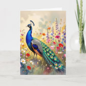A Pretty Colorful Peacock Birthday カード (正面)