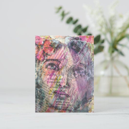 A pretty face mixed media collage ポストカード (スタンド正面)