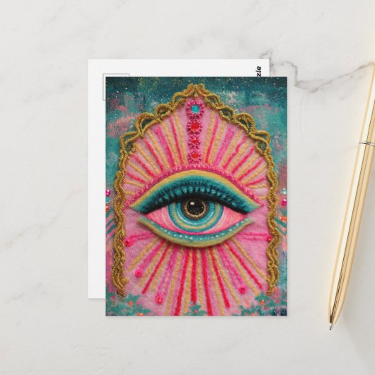 A Protective Evil Eye Felted Look ポストカード (正面/裏面インサイチュ)