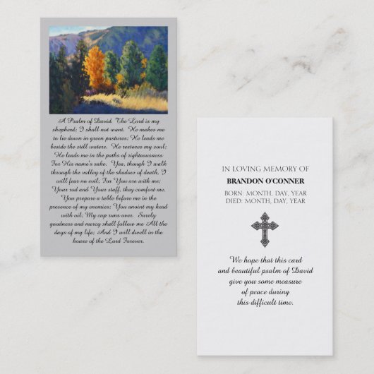 "A Psalm of David” Peace & Comfort Prayer Card 名刺 (正面/裏面)