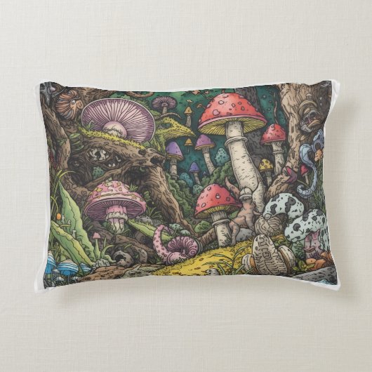A psychedelic woodland decorative cushion アクセントクッション (正面)