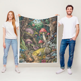 A psychedelic woodland fleece blanket フリースブランケット