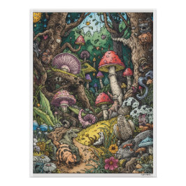 A psychedelic woodland poster ポスター
