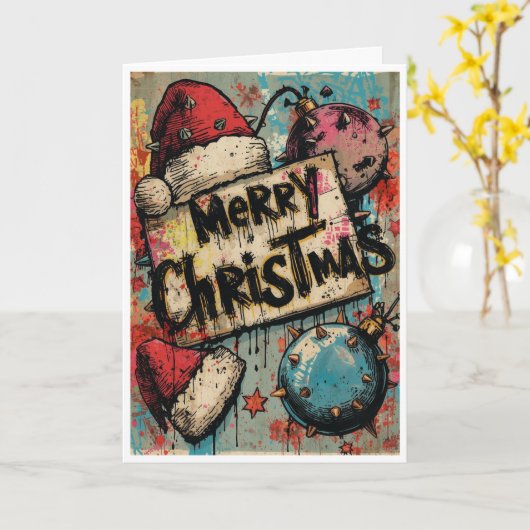 A punk christmas card カード (黄色い花)