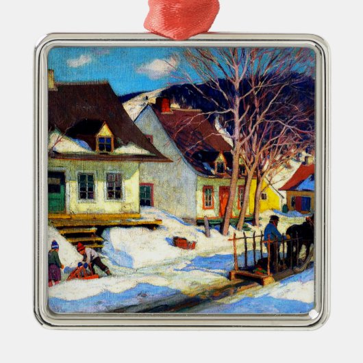 A Quebec Village Street by Clarence Gagnon メタルオーナメント (正面)