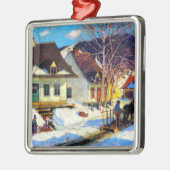 A Quebec Village Street by Clarence Gagnon メタルオーナメント (左)