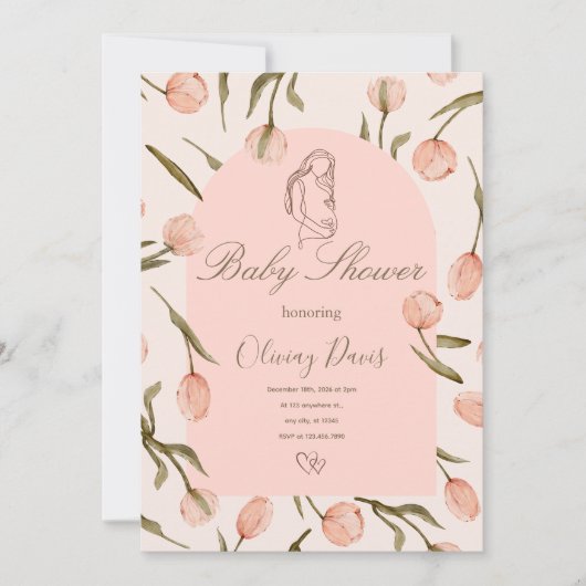 A radiant and delicate 'Baby Shower' invitation (正面)