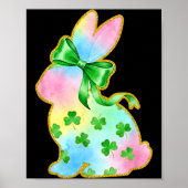 A Rainbow Rabbit With Green Bow And Shamrock St Pa ポスター (正面)