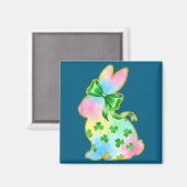 A Rainbow Rabbit With Green Bow And Shamrock St Pa マグネット (正面/裏面)