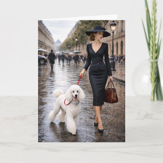 A Rainy Day In Paris, Poodle Blank Card カード (正面)