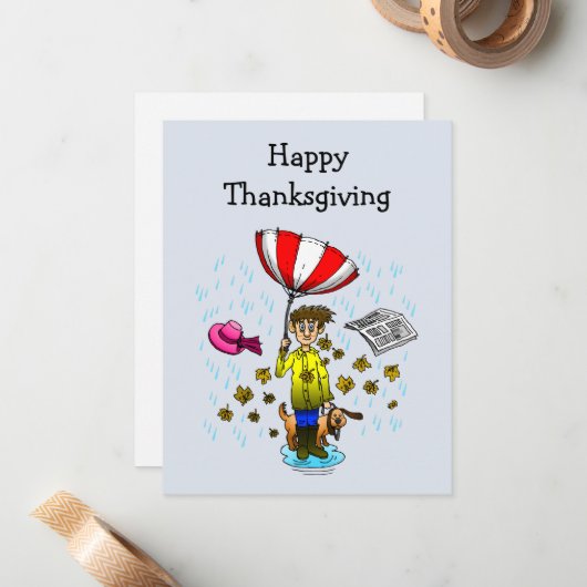 A Rainy Thanksgiving Day ノートカード (正面/裏面インサイチュ)