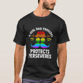 A Real Dad Provides Protects Perseveres Positive Q Tシャツ (正面)