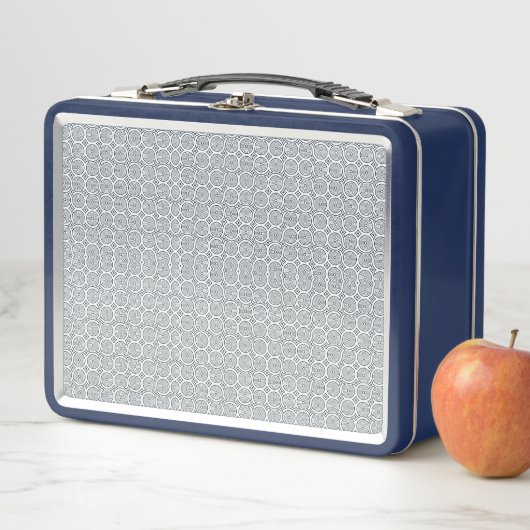 A rectangular blue and white lunchbox  メタルランチボックス (インサイチュ)