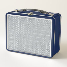 A rectangular blue and white lunchbox  メタルランチボックス