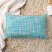A rectangular pillow with a turquoise and white  ランバークッション (ブランケット)