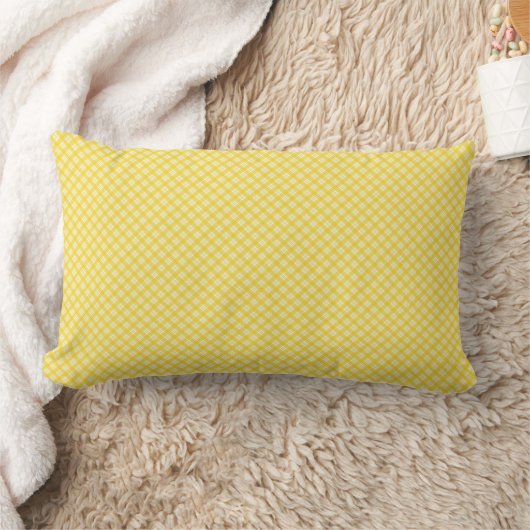 A rectangular pillow with a yellow and white  ランバークッション (ブランケット)
