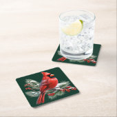 A Red Cardinal スクエアペーパーコースター (インサイチュ)