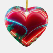 A Red Hot, Smokey Heart on a Valentines Day Tree セラミックオーナメント (正面)