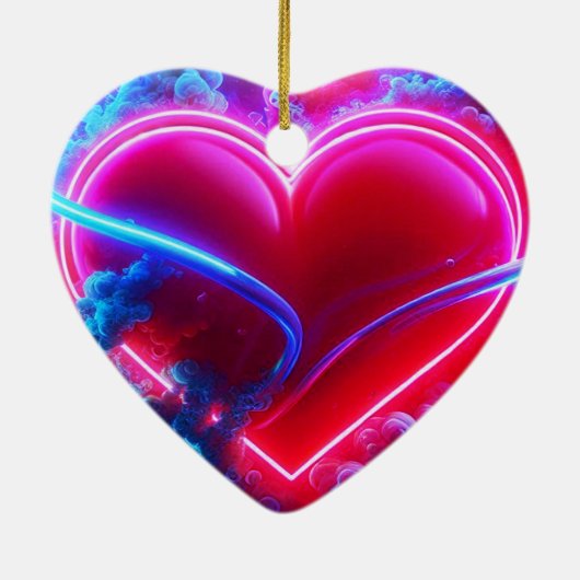 A Red Hot, Smokey Heart on a Valentines Day Tree セラミックオーナメント (裏面)