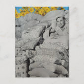 A Retro Floral Print Flour Sacks Pile  ポストカード (正面)