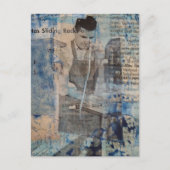 A Retro Woodworking Man mixed media collage  ポストカード (正面)