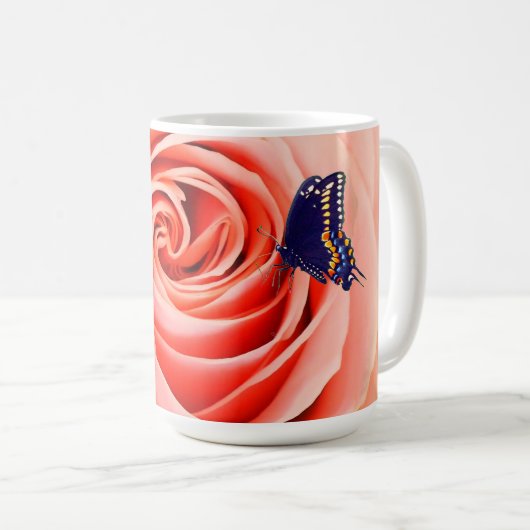 A rose and a butterfly コーヒーマグカップ (正面右)