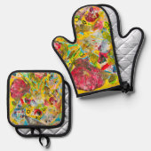 A Rose By Any Other Name oven mitt and pot holders 鍋つかみ&鍋敷きセット (正面/裏面)