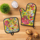 A Rose By Any Other Name oven mitt and pot holders 鍋つかみ&鍋敷きセット (トップダウン)
