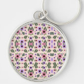 A round keychain featuring a vibrant floral  キーホルダー (正面)