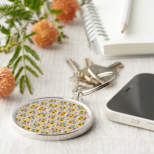 A round keychain with a floral pattern キーホルダー (側面)