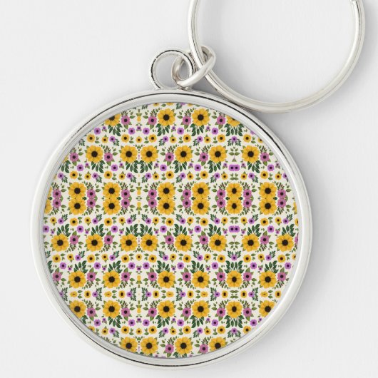 A round keychain with a floral pattern キーホルダー (正面)