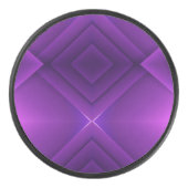 A round purple hockey puck with a geometric アイスホッケーパック (正面)