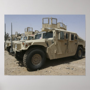 A row of humvees from Task Force Military Polic ポスター