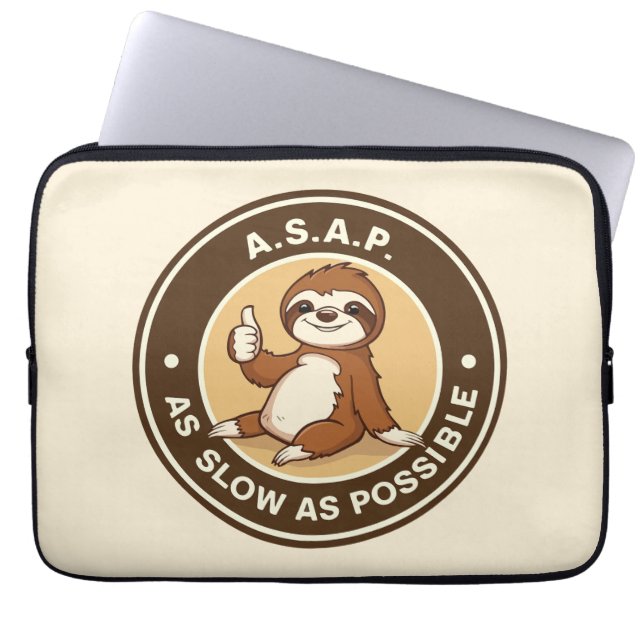 A.S.A.P とにかくゆっくりナマナマしいナマケモノ ラップトップスリーブ (正面)