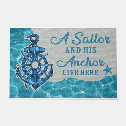 A Sailor And His Anchor Live Here ドアマット (正面)