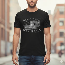A Sailor's Soul Never Dies American Flag Skull Tee Tシャツ