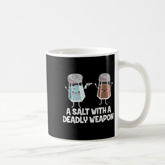 A Salt With A Deadly Wean Funny Food Pun Gun Kawai コーヒーマグカップ (右)