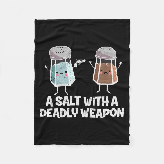 A Salt With A Deadly Wean Funny Food Pun Gun Kawai フリースブランケット (正面)
