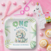 A-Saurus Triceratops恐竜1回目の誕生日 ペーパープレート (パーティー)