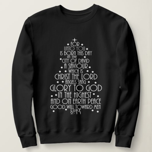 A Savior is Born Luke 2-11 Christmas Tree Shirts スウェットシャツ (デザイン正面)