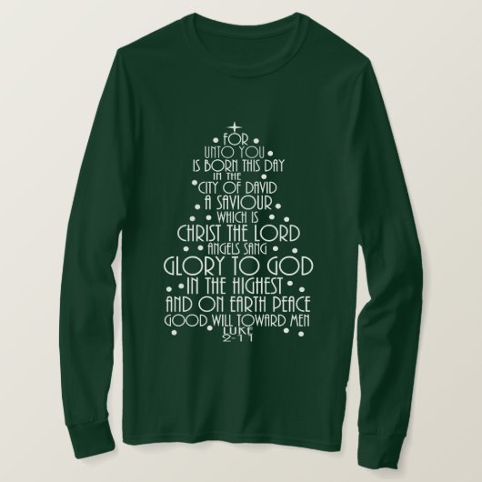 A Savior is Born Luke 2-11 Christmas Tree Shirts Tシャツ (デザイン正面)