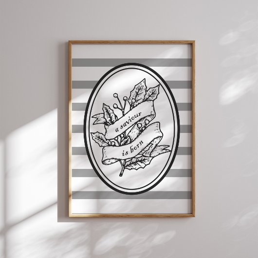 A Saviour Is Born Christian Christmas Wall Art ポスター