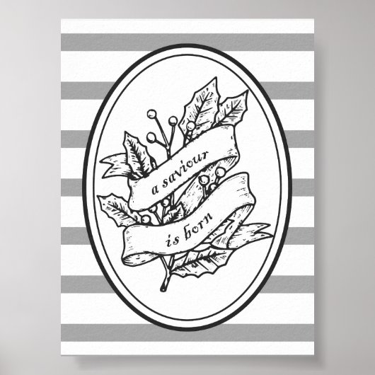 A Saviour Is Born Christian Christmas Wall Art ポスター (正面)