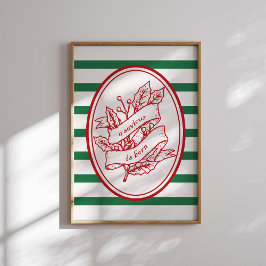 A Saviour Is Born Red Holly Banner Christmas  ポスター