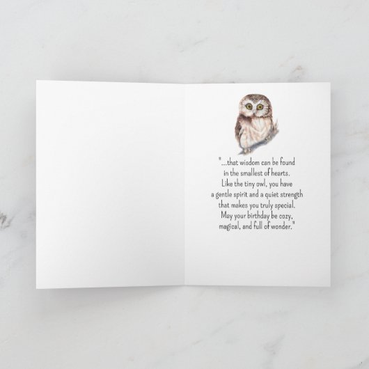 A Saw Whet Owl Personality Birthday Fun Bird カード (内部)
