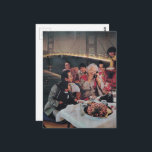 A Scenic Dinner at the Bridge ポストカード<br><div class="desc">A collage made and photographed by Angelandspot in the year 2026 with vintage images from a magazine of a family eating dinner and a bridge at night</div>